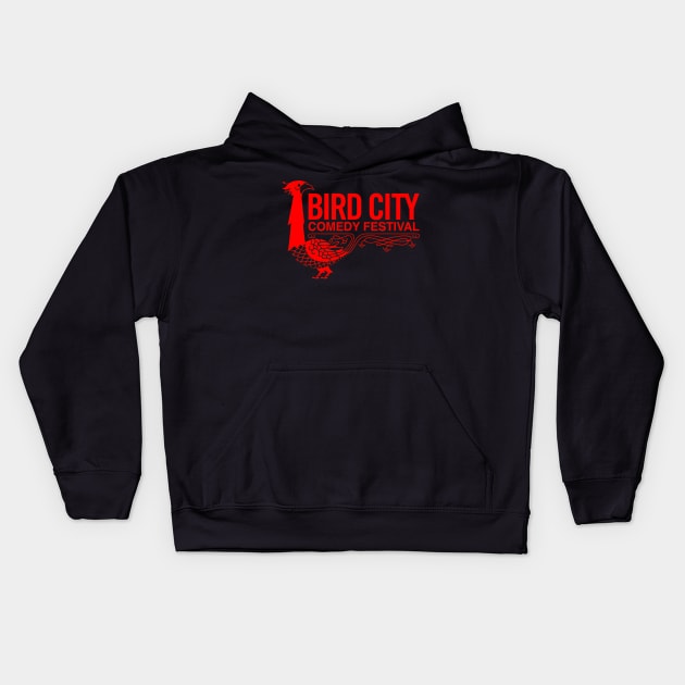 Old School Logo in Classic Red Kids Hoodie by BirdCityComedyFestival